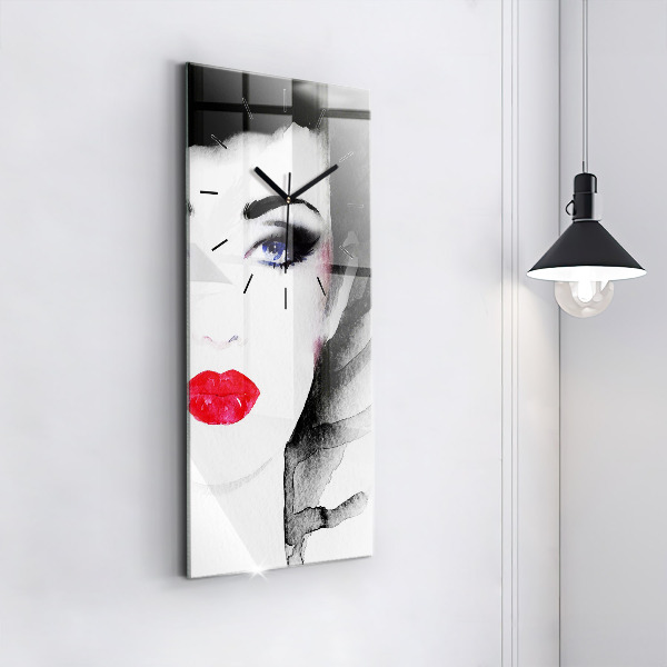 Modern vertical wall clock Portrait of a woman