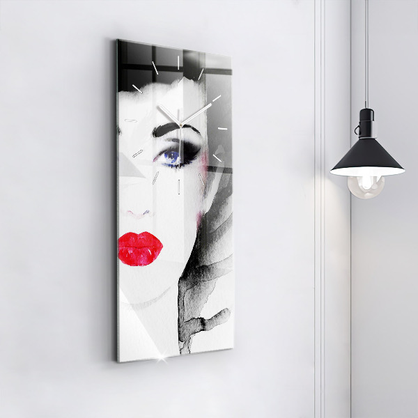Modern vertical wall clock Portrait of a woman