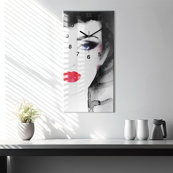 Modern vertical wall clock Portrait of a woman