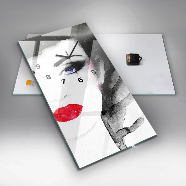 Modern vertical wall clock Portrait of a woman