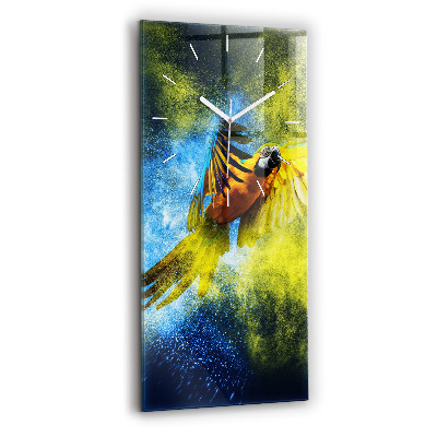 Modern vertical wall clock Colorful parrot