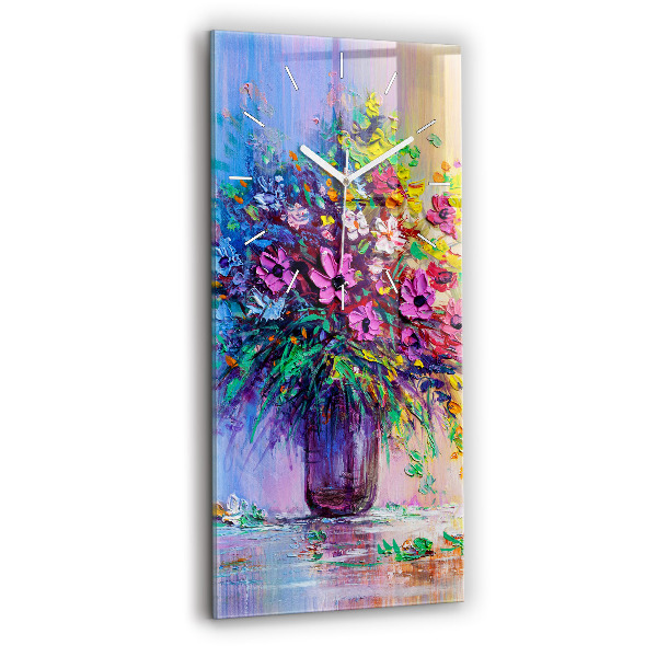 Modern vertical wall clock Flowers in a vase