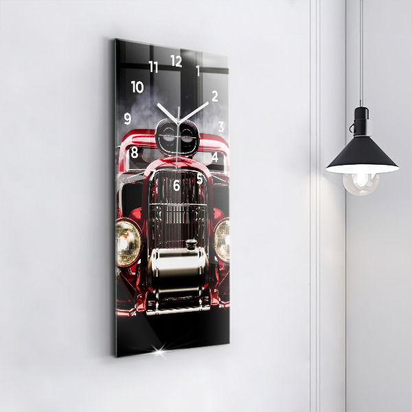 Modern vertical wall clock Old vintage car