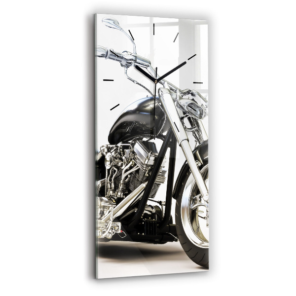 Modern vertical wall clock Black motorcycle