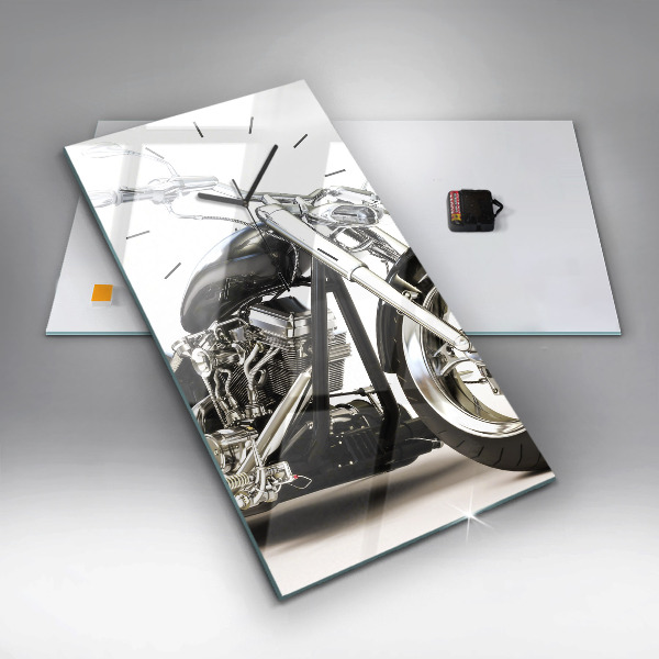 Modern vertical wall clock Black motorcycle