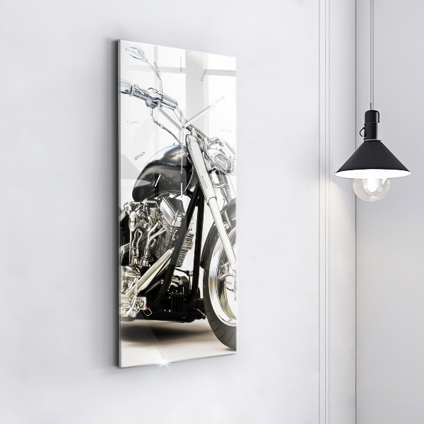 Modern vertical wall clock Black motorcycle