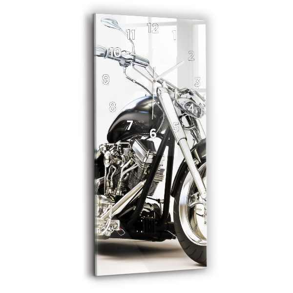 Modern vertical wall clock Black motorcycle