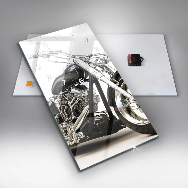 Modern vertical wall clock Black motorcycle