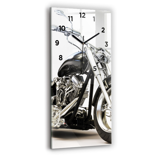 Modern vertical wall clock Black motorcycle