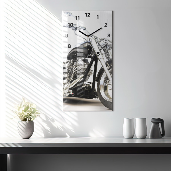 Modern vertical wall clock Black motorcycle