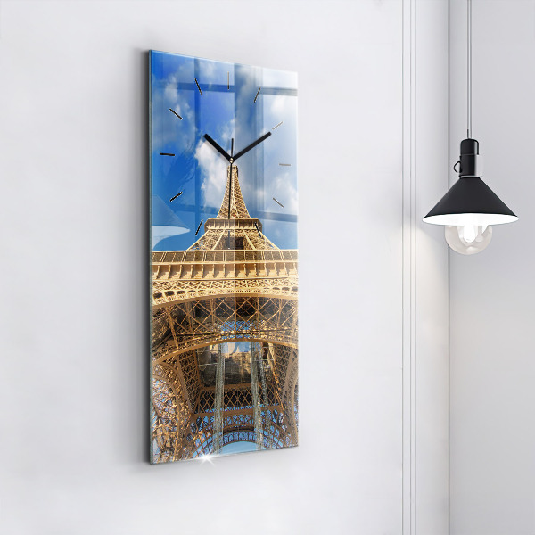 Modern vertical wall clock France Eiffel Tower