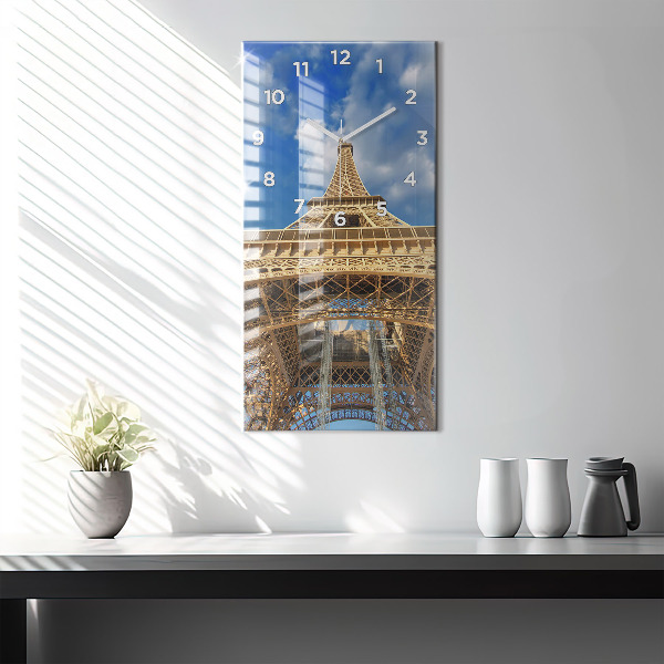 Modern vertical wall clock France Eiffel Tower
