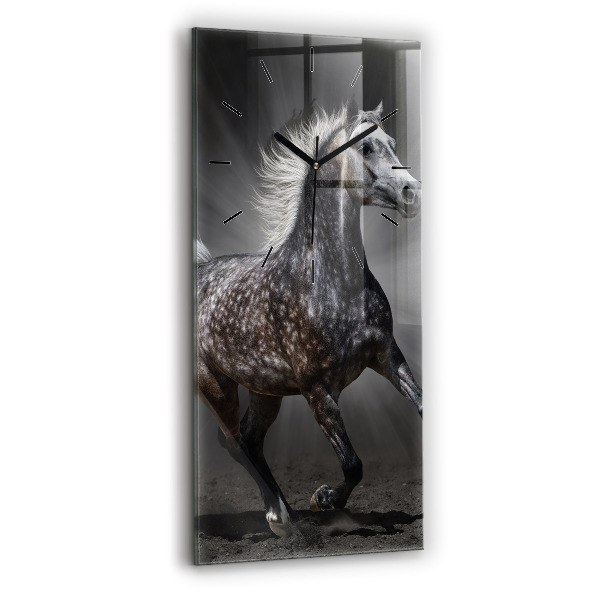 Modern vertical wall clock Galloping horse