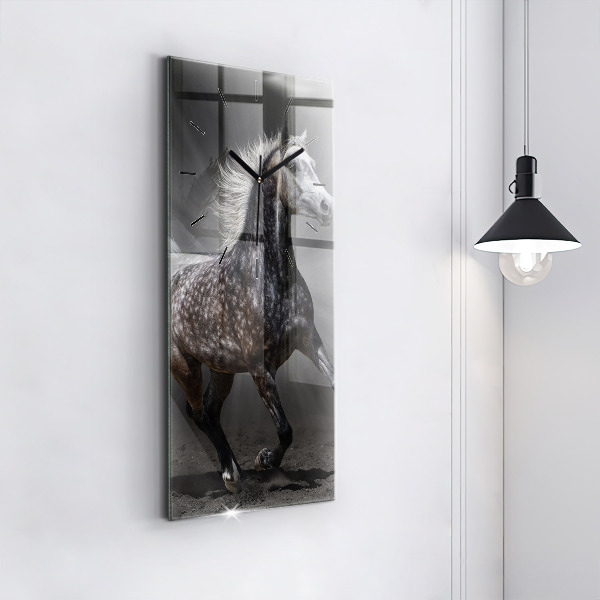 Modern vertical wall clock Galloping horse