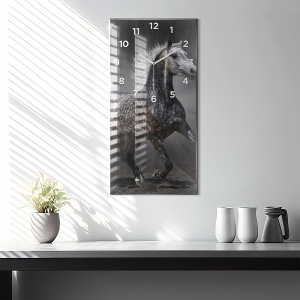 Modern vertical wall clock Galloping horse