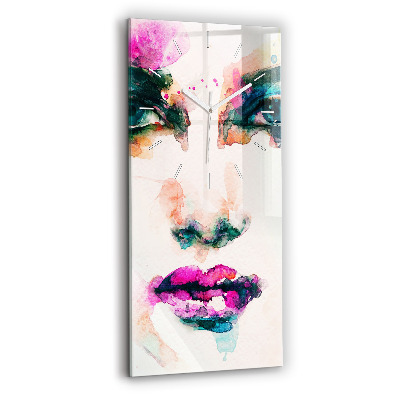 Modern vertical wall clock Abstract woman face