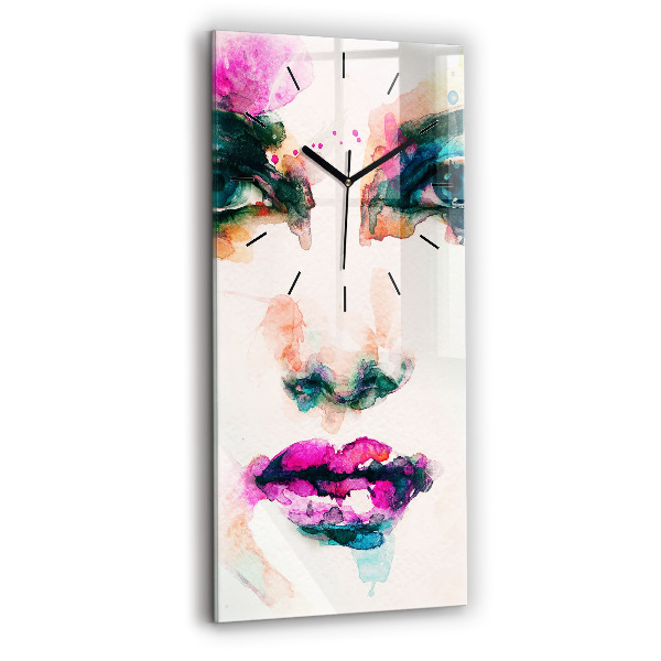 Modern vertical wall clock Abstract woman face