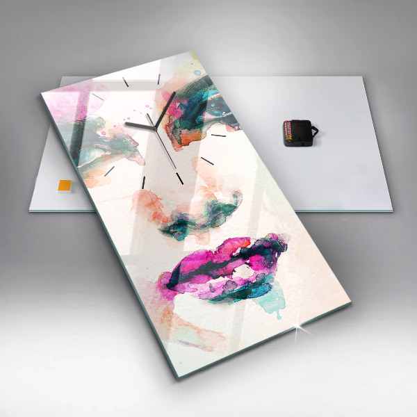 Modern vertical wall clock Abstract woman face