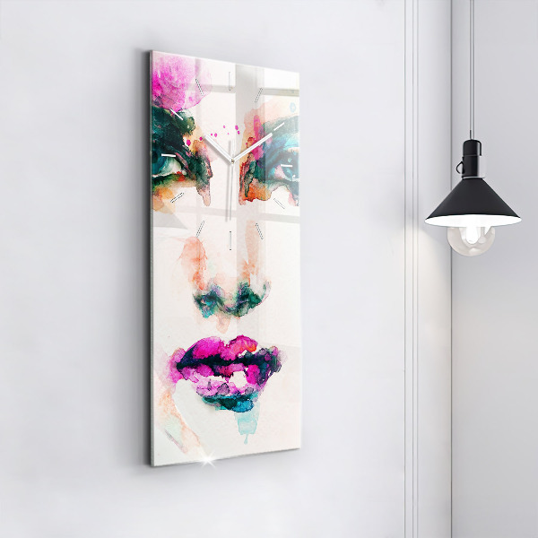 Modern vertical wall clock Abstract woman face