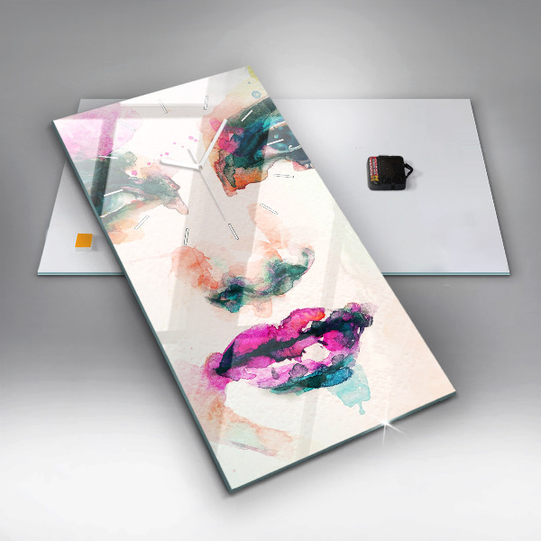 Modern vertical wall clock Abstract woman face