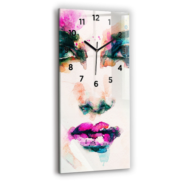 Modern vertical wall clock Abstract woman face