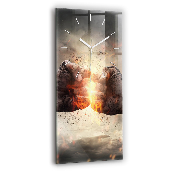 Modern vertical wall clock Fists Strength Power