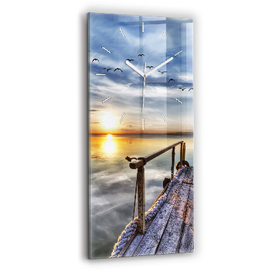 Modern vertical wall clock Lake Sunset