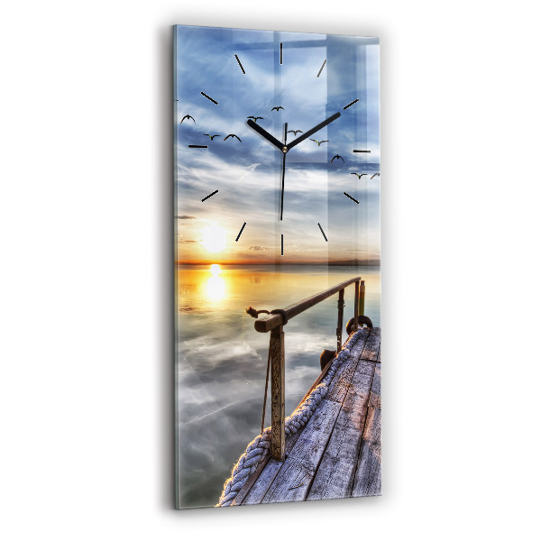 Modern vertical wall clock Lake Sunset