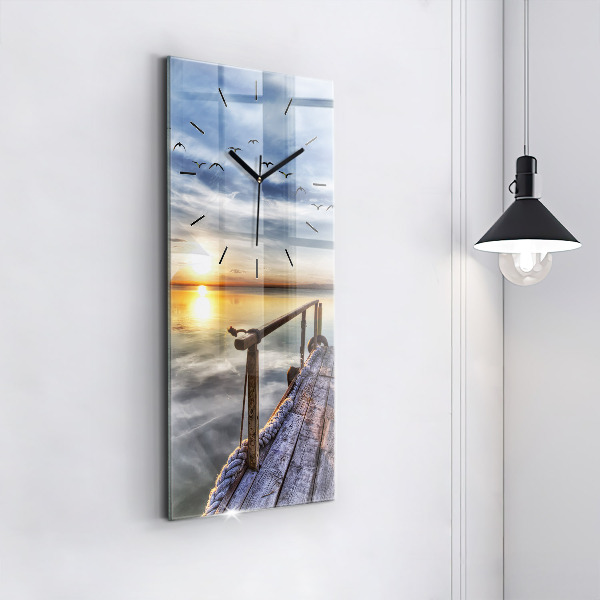Modern vertical wall clock Lake Sunset
