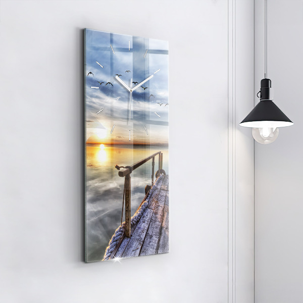 Modern vertical wall clock Lake Sunset