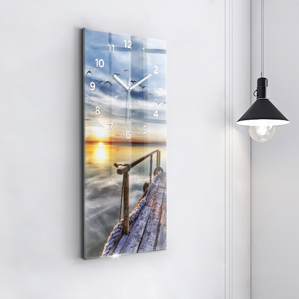 Modern vertical wall clock Lake Sunset