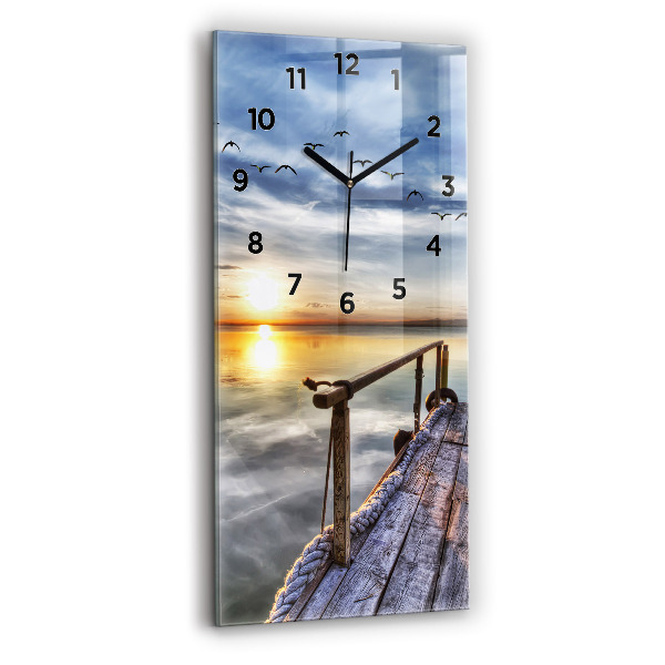Modern vertical wall clock Lake Sunset