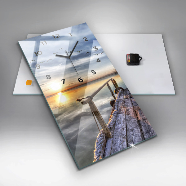 Modern vertical wall clock Lake Sunset