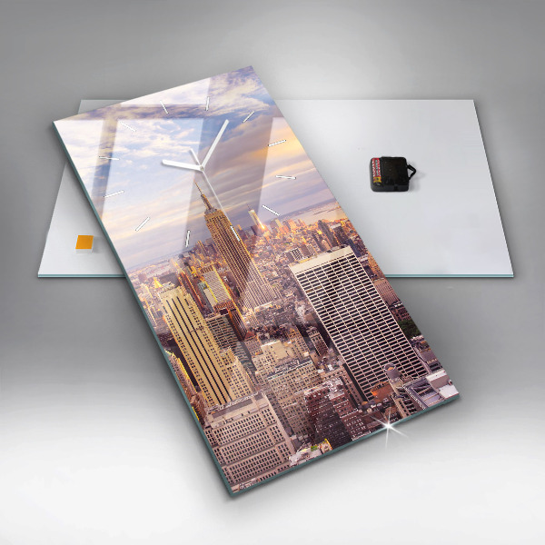 Modern vertical wall clock Sunset New York