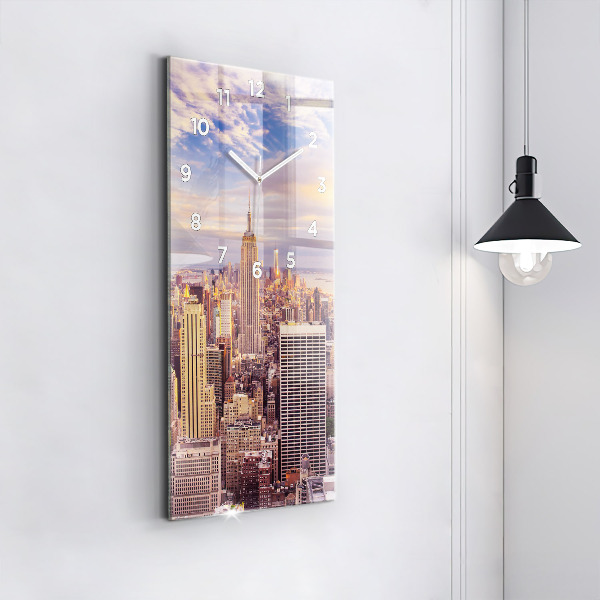 Modern vertical wall clock Sunset New York