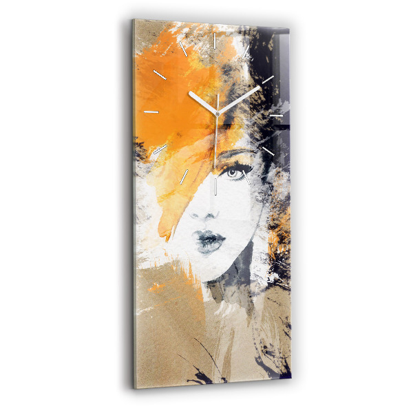 Modern vertical wall clock Portrait of a woman abstract