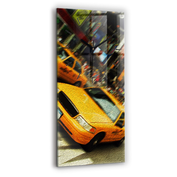 Modern vertical wall clock New York City taxis