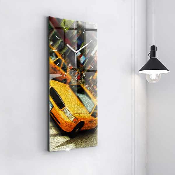 Modern vertical wall clock New York City taxis