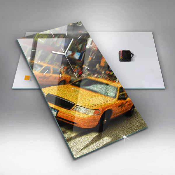 Modern vertical wall clock New York City taxis