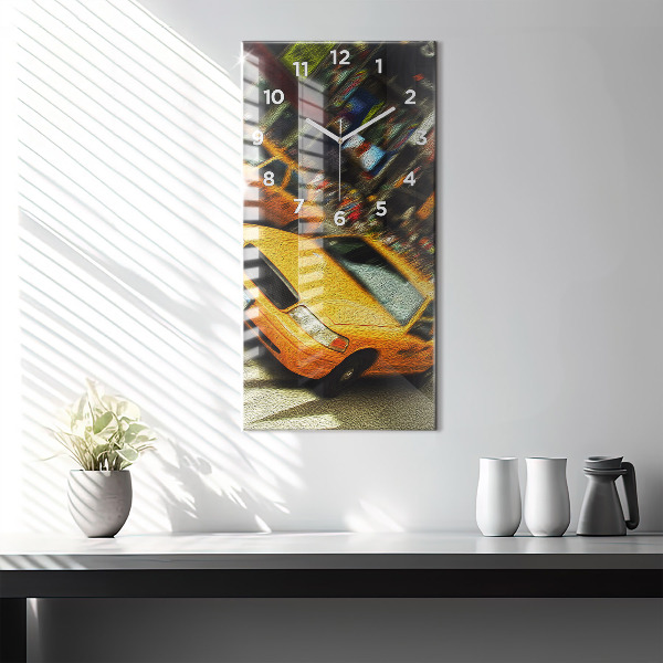 Modern vertical wall clock New York City taxis