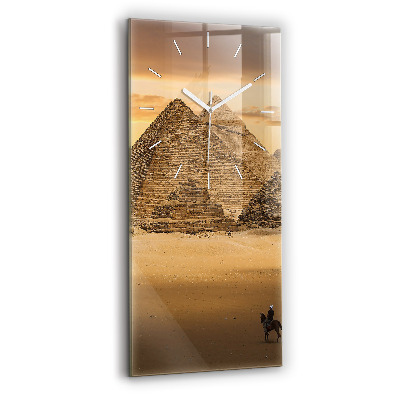 Modern vertical wall clock Pyramids and sunset