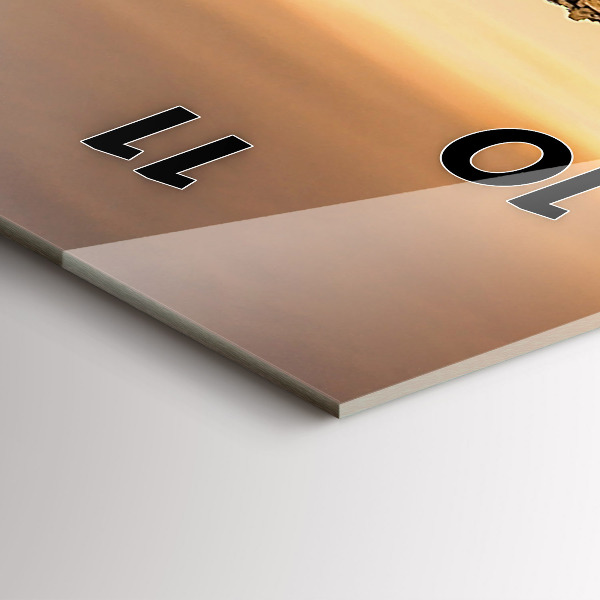 Modern vertical wall clock Pyramids and sunset