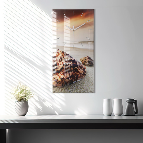 Modern vertical wall clock A shell on the beach