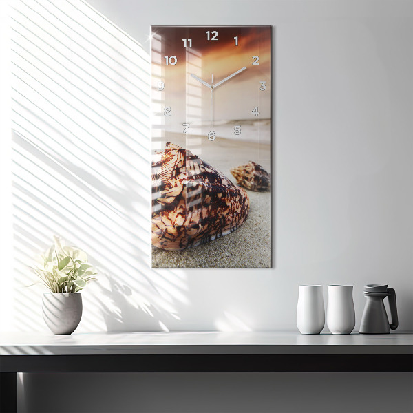 Modern vertical wall clock A shell on the beach