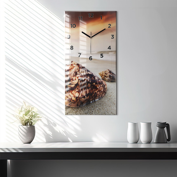 Modern vertical wall clock A shell on the beach