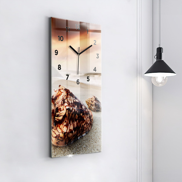 Modern vertical wall clock A shell on the beach
