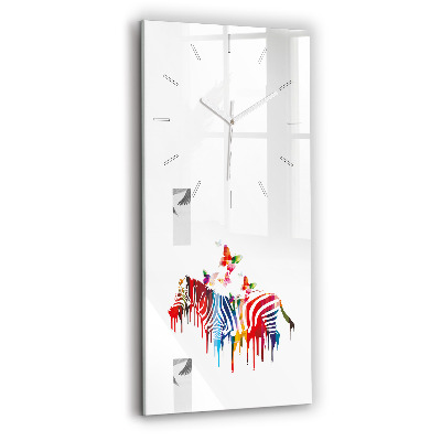 Modern vertical wall clock Colorful zebra
