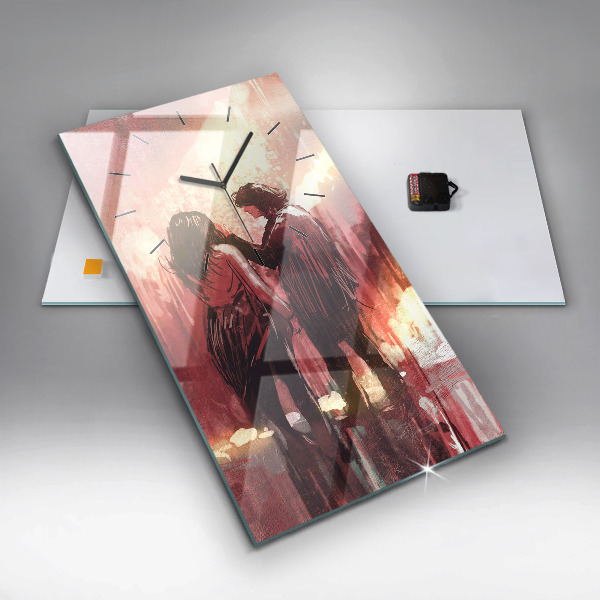 Modern vertical wall clock Young couple in love