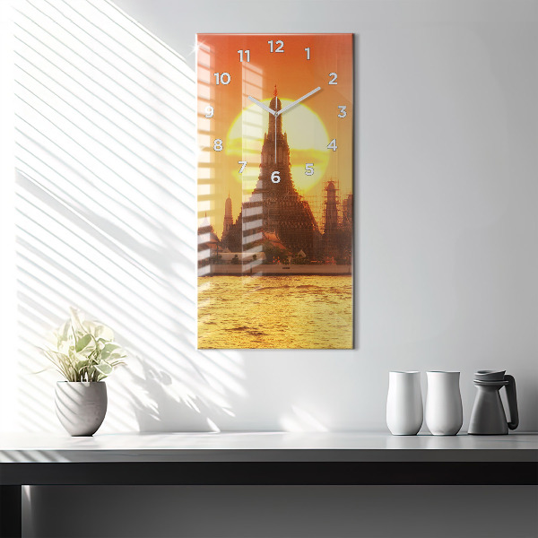 Modern vertical wall clock Wat arun bangkok thailand