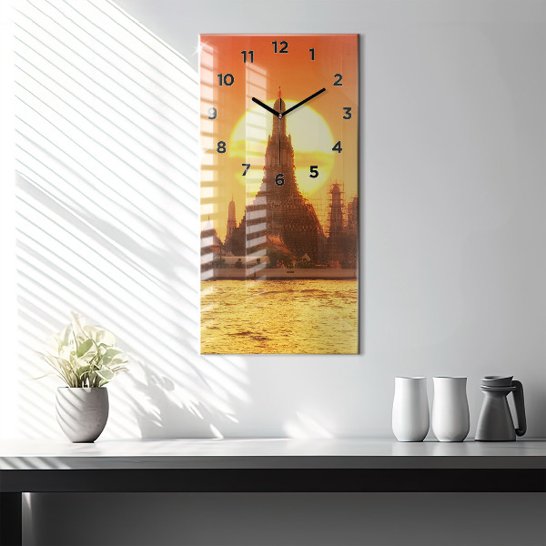 Modern vertical wall clock Wat arun bangkok thailand